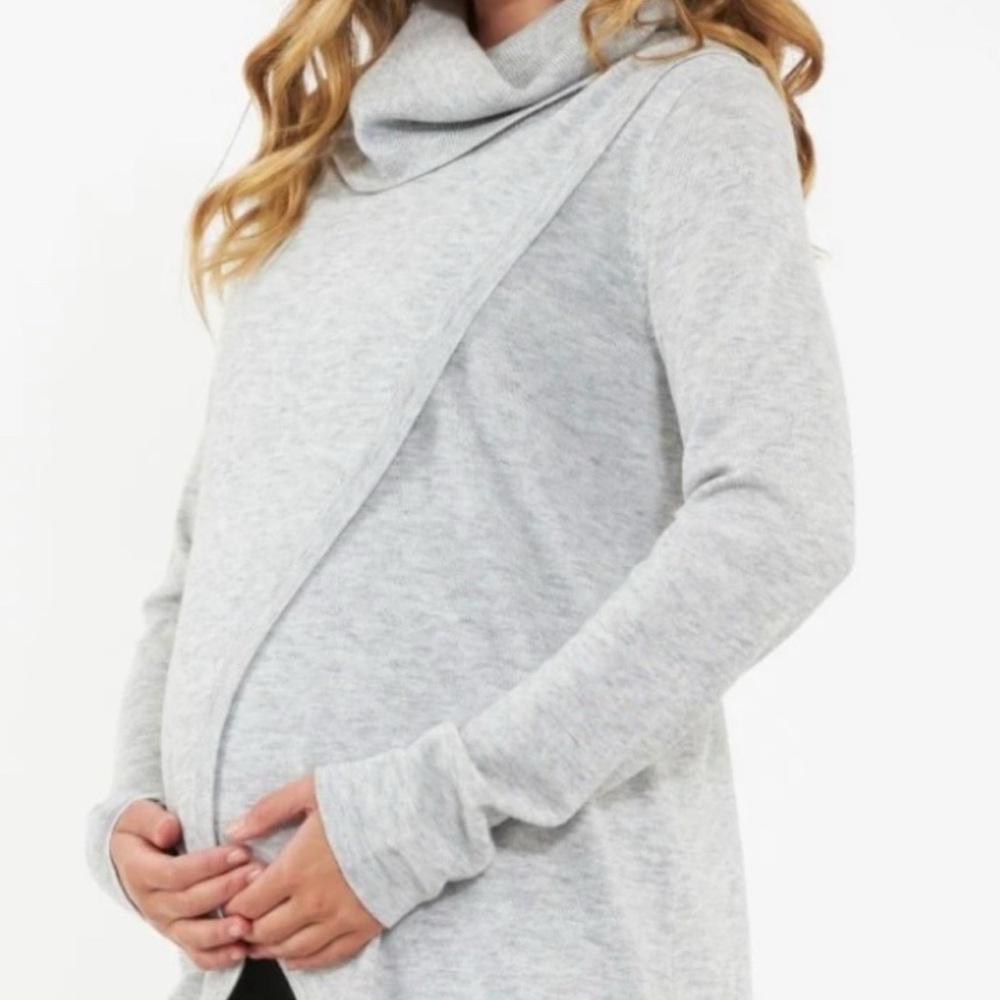 Ripe Maternity Light Gray Cowl Neck Sweater